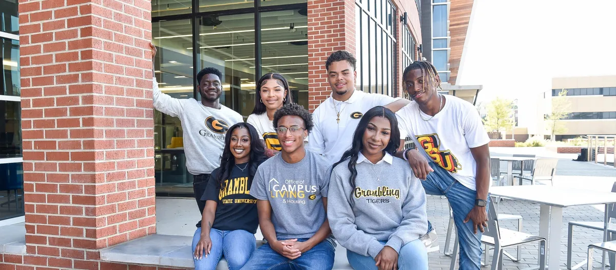 Grambling State students gathered together outside