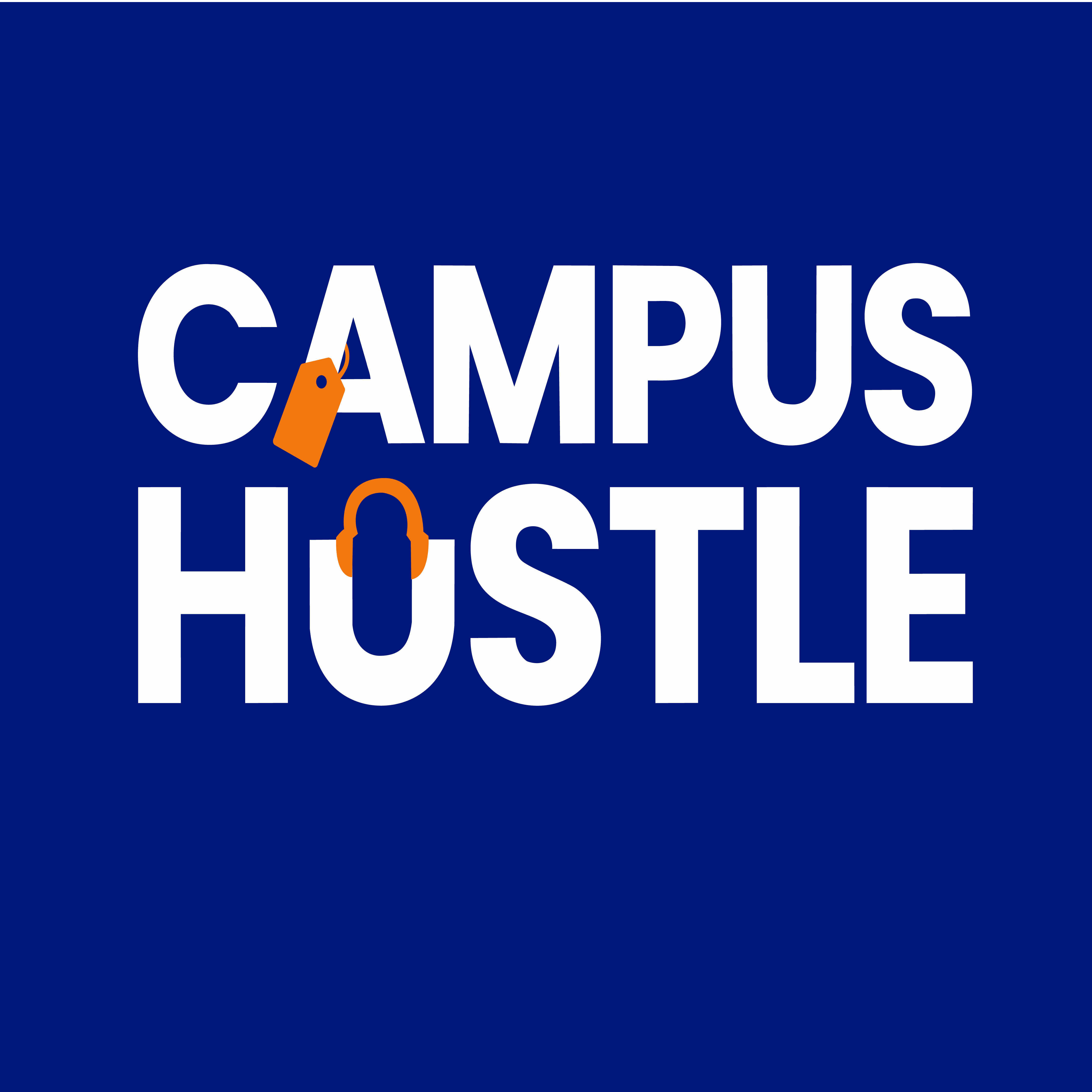 Campus Hustle logo for dark backgrounds presented on navy