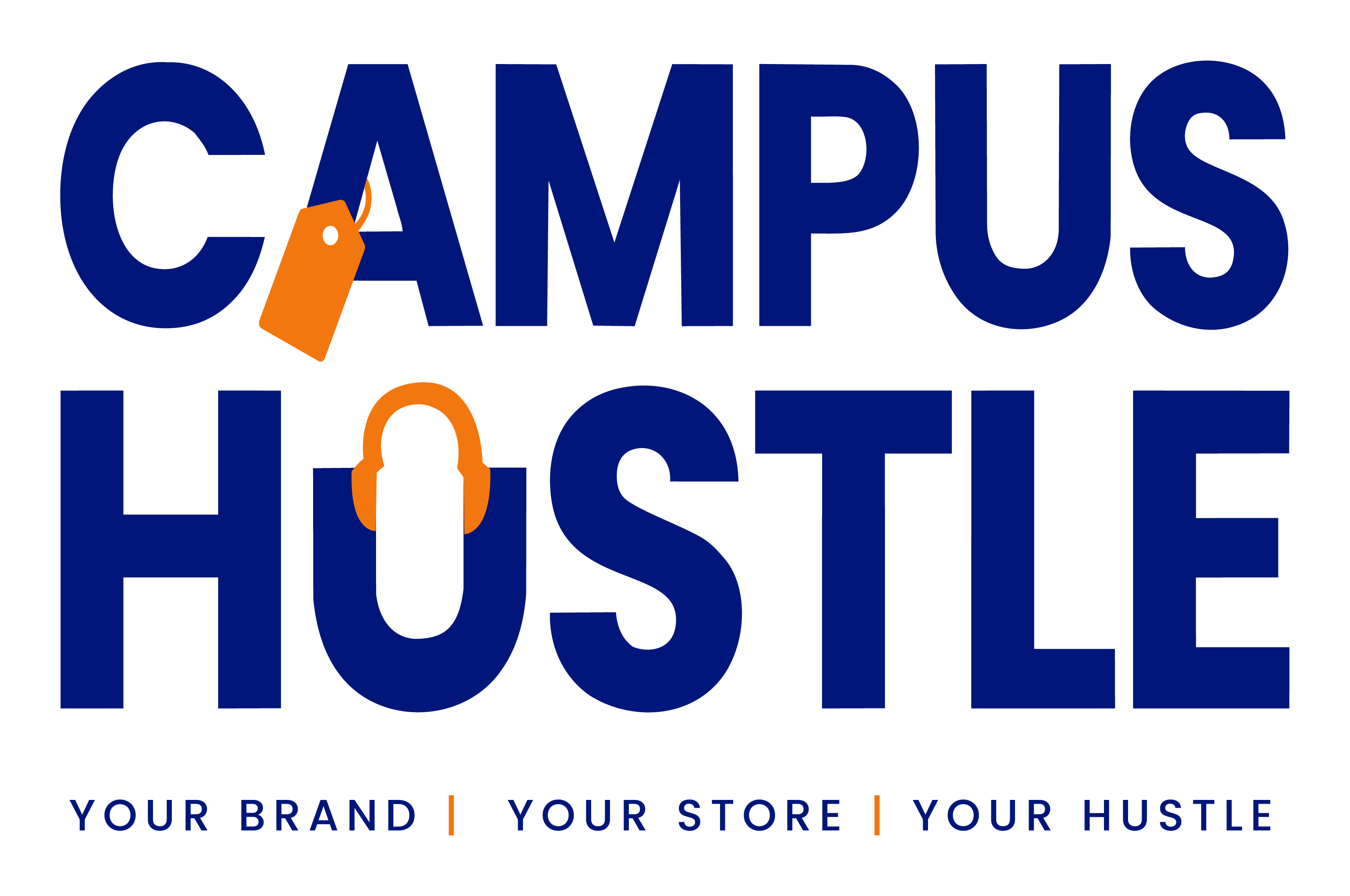 Campus Hustle navy and orange logo with tagline