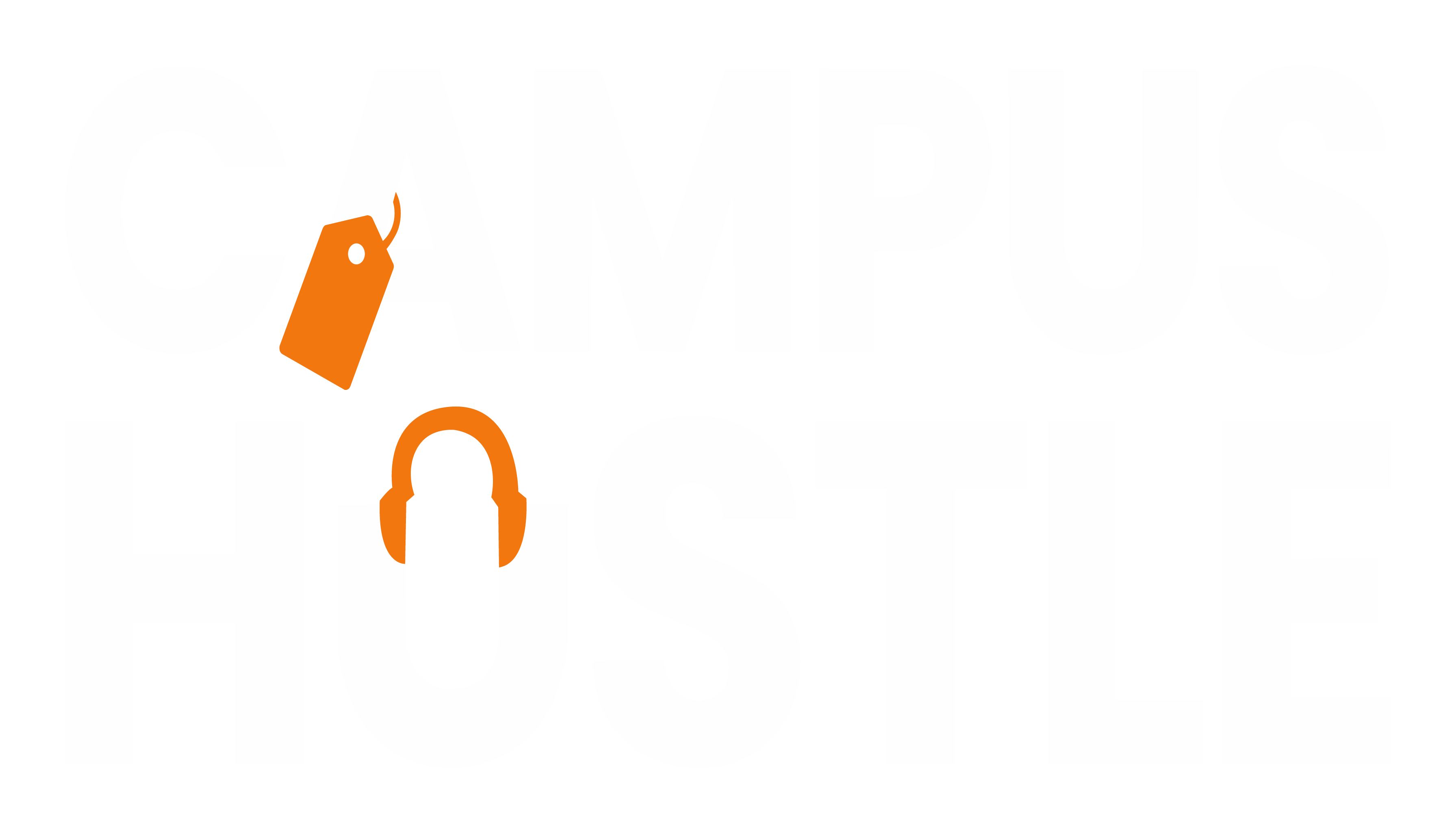 Campus Hustle white and orange logo for dark backgrounds